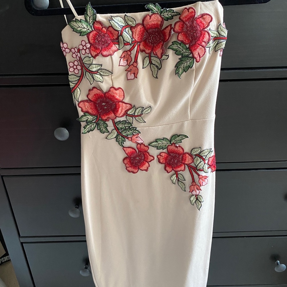 Floral appliqué dress